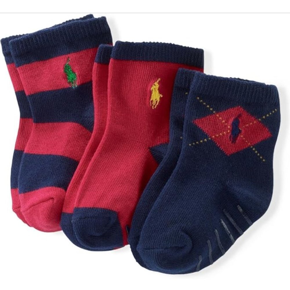 Polo Ralph Lauren Toddler Boy's Socks 3-Pack Size 6-12 months